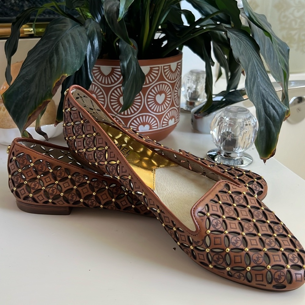 Michael Kors brown slip on flats